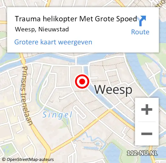 Locatie op kaart van de 112 melding: Trauma helikopter Met Grote Spoed Naar Weesp, Nieuwstad op 17 juli 2021 21:40