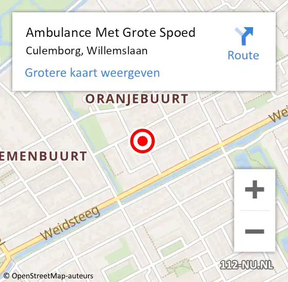 Locatie op kaart van de 112 melding: Ambulance Met Grote Spoed Naar Culemborg, Willemslaan op 17 juli 2021 21:51