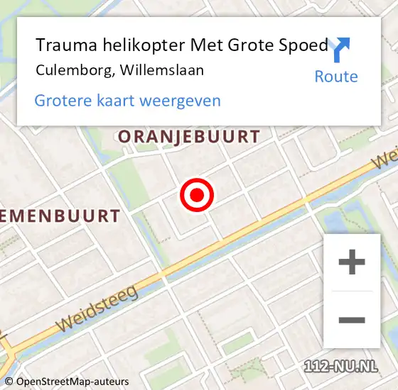 Locatie op kaart van de 112 melding: Trauma helikopter Met Grote Spoed Naar Culemborg, Willemslaan op 17 juli 2021 21:56