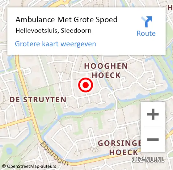 Locatie op kaart van de 112 melding: Ambulance Met Grote Spoed Naar Hellevoetsluis, Sleedoorn op 17 juli 2021 22:08