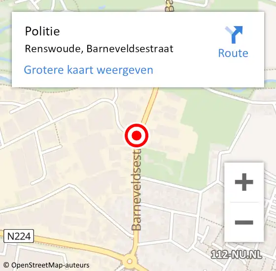 Locatie op kaart van de 112 melding: Politie Renswoude, Barneveldsestraat op 17 juli 2021 22:12