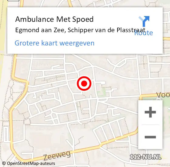 Locatie op kaart van de 112 melding: Ambulance Met Spoed Naar Egmond aan Zee, Schipper van de Plasstraat op 17 juli 2021 22:15