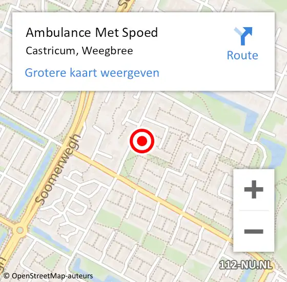 Locatie op kaart van de 112 melding: Ambulance Met Spoed Naar Castricum, Weegbree op 17 juli 2021 22:21