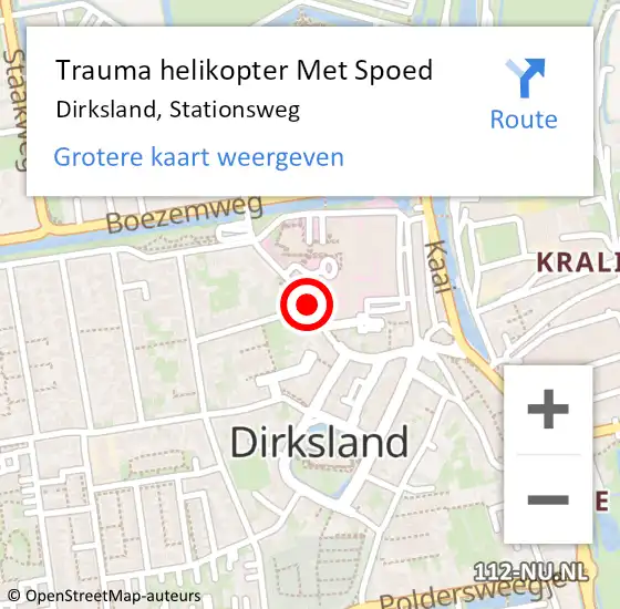Locatie op kaart van de 112 melding: Trauma helikopter Met Spoed Naar Dirksland, Stationsweg op 17 juli 2021 22:35