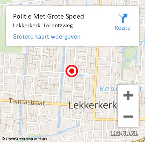 Locatie op kaart van de 112 melding: Politie Met Grote Spoed Naar Lekkerkerk, Lorentzweg op 17 juli 2021 22:35