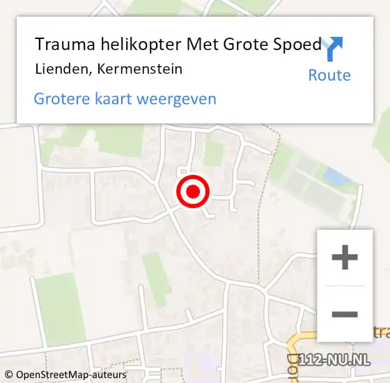 Locatie op kaart van de 112 melding: Trauma helikopter Met Grote Spoed Naar Lienden, Kermenstein op 17 juli 2021 22:42