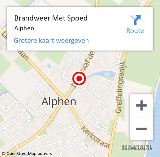 Locatie op kaart van de 112 melding: Brandweer Met Spoed Naar Alphen op 17 juli 2021 22:44