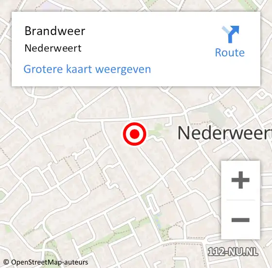 Locatie op kaart van de 112 melding: Brandweer Nederweert op 17 juli 2021 22:56