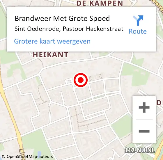 Locatie op kaart van de 112 melding: Brandweer Met Grote Spoed Naar Sint Oedenrode, Pastoor Hackenstraat op 17 juli 2021 23:18