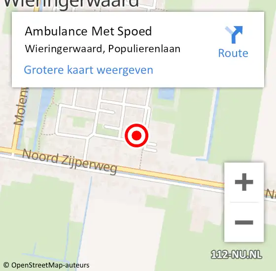 Locatie op kaart van de 112 melding: Ambulance Met Spoed Naar Wieringerwaard, Populierenlaan op 17 juli 2021 23:24