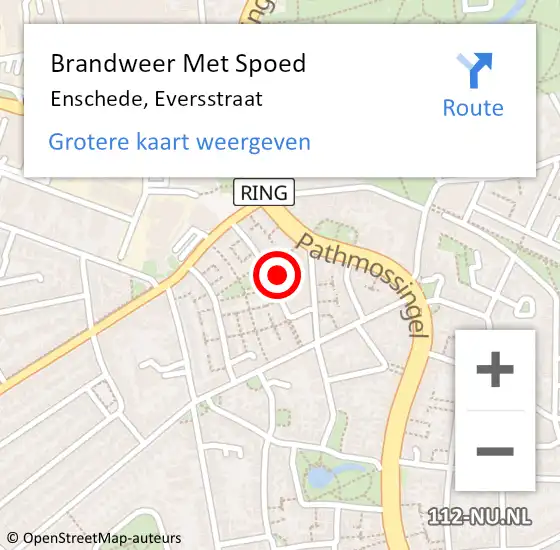 Locatie op kaart van de 112 melding: Brandweer Met Spoed Naar Enschede, Eversstraat op 17 juli 2021 23:29