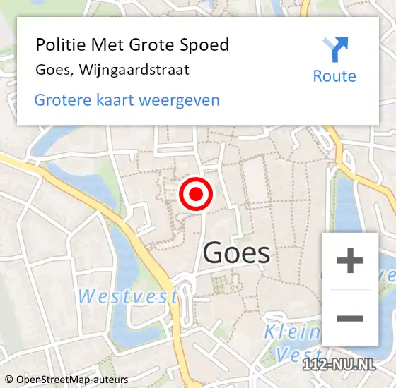Locatie op kaart van de 112 melding: Politie Met Grote Spoed Naar Goes, Wijngaardstraat op 17 juli 2021 23:34