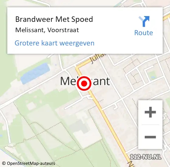 Locatie op kaart van de 112 melding: Brandweer Met Spoed Naar Melissant, Voorstraat op 17 juli 2021 23:53