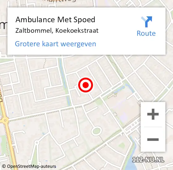 Locatie op kaart van de 112 melding: Ambulance Met Spoed Naar Zaltbommel, Koekoekstraat op 18 juli 2021 00:15