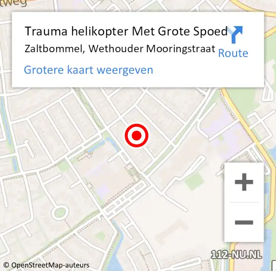 Locatie op kaart van de 112 melding: Trauma helikopter Met Grote Spoed Naar Zaltbommel, Wethouder Mooringstraat op 18 juli 2021 00:20