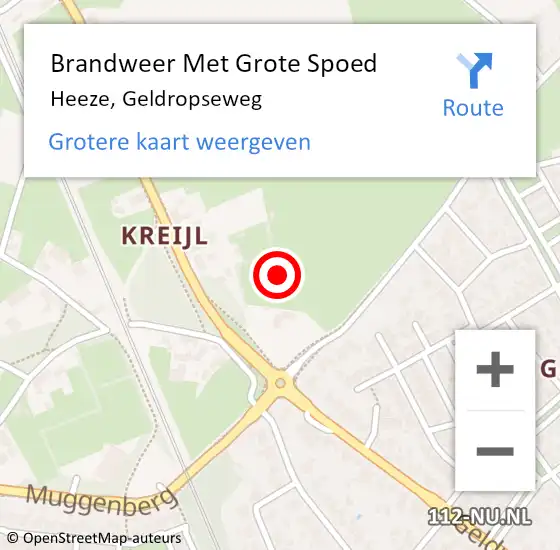 Locatie op kaart van de 112 melding: Brandweer Met Grote Spoed Naar Heeze, Geldropseweg op 18 juli 2021 00:45