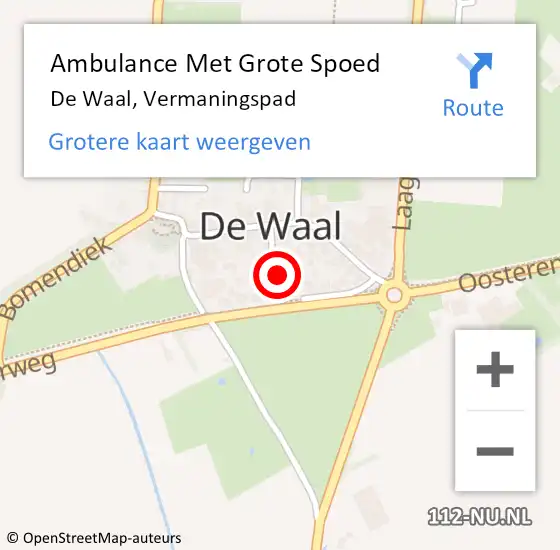 Locatie op kaart van de 112 melding: Ambulance Met Grote Spoed Naar De Waal, Vermaningspad op 18 juli 2021 00:52