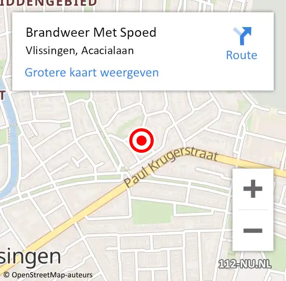 Locatie op kaart van de 112 melding: Brandweer Met Spoed Naar Vlissingen, Acacialaan op 18 juli 2021 01:27