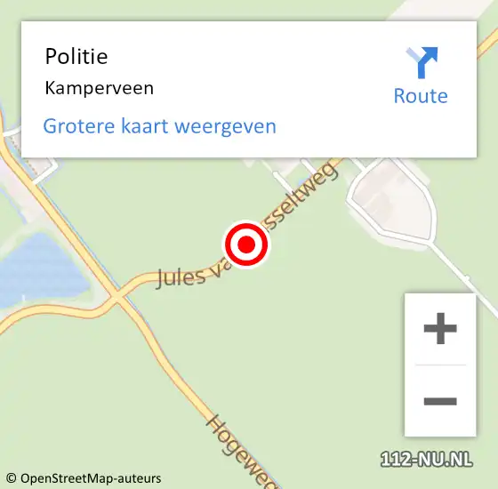 Locatie op kaart van de 112 melding: Politie Kamperveen op 18 juli 2021 01:47