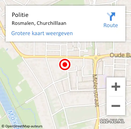 Locatie op kaart van de 112 melding: Politie Rosmalen, Churchilllaan op 18 juli 2021 01:53