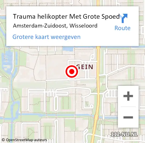 Locatie op kaart van de 112 melding: Trauma helikopter Met Grote Spoed Naar Amsterdam-Zuidoost, Wisseloord op 18 juli 2021 02:00