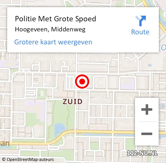 Locatie op kaart van de 112 melding: Politie Met Grote Spoed Naar Hoogeveen, Middenweg op 18 juli 2021 02:02