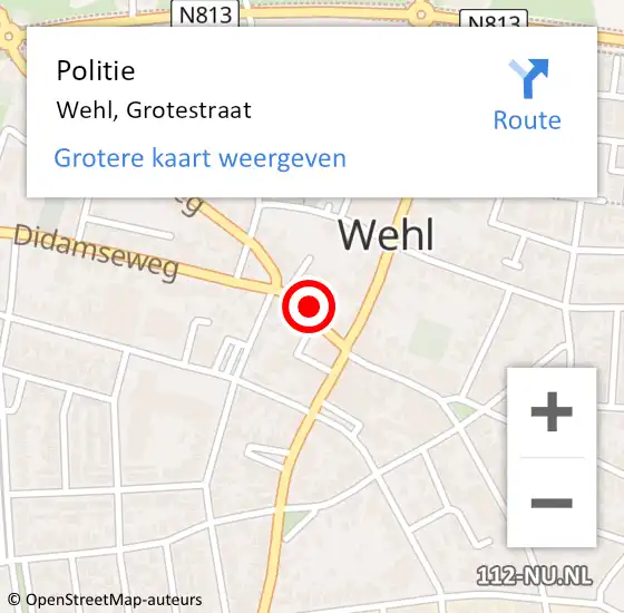 Locatie op kaart van de 112 melding: Politie Wehl, Grotestraat op 18 juli 2021 02:40