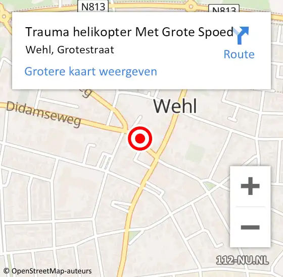 Locatie op kaart van de 112 melding: Trauma helikopter Met Grote Spoed Naar Wehl, Grotestraat op 18 juli 2021 02:43