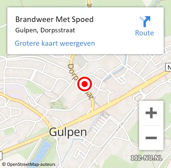 Locatie op kaart van de 112 melding: Brandweer Met Spoed Naar Gulpen, Dorpsstraat op 18 juli 2021 03:15