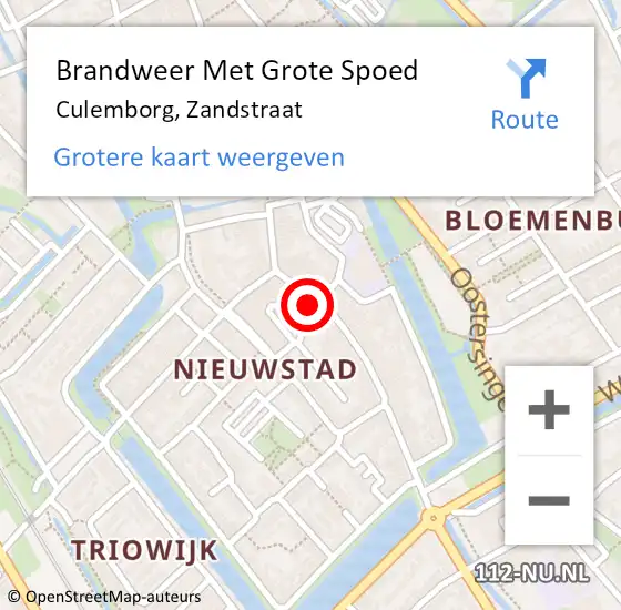 Locatie op kaart van de 112 melding: Brandweer Met Grote Spoed Naar Culemborg, Zandstraat op 18 juli 2021 03:28