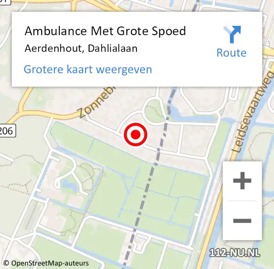 Locatie op kaart van de 112 melding: Ambulance Met Grote Spoed Naar Aerdenhout, Dahlialaan op 18 juli 2021 03:30