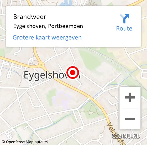 Locatie op kaart van de 112 melding: Brandweer Eygelshoven, Portbeemden op 18 juli 2021 03:38