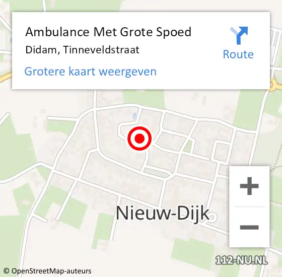 Locatie op kaart van de 112 melding: Ambulance Met Grote Spoed Naar Didam, Tinneveldstraat op 18 juli 2021 04:54