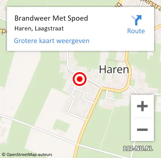 Locatie op kaart van de 112 melding: Brandweer Met Spoed Naar Haren, Laagstraat op 18 juli 2021 05:18