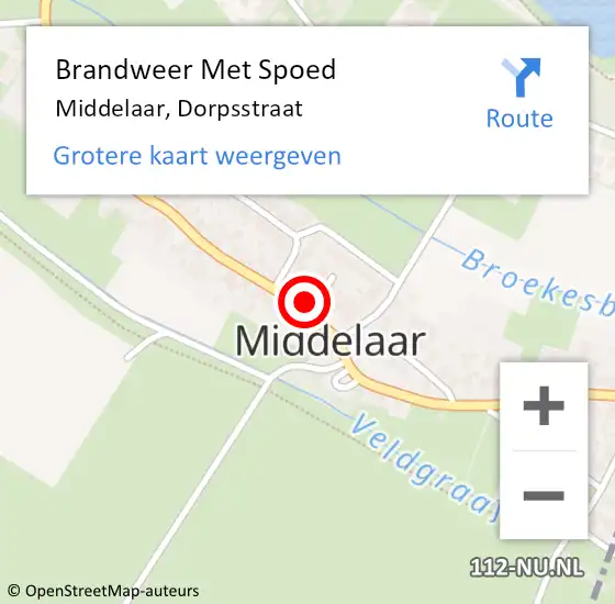 Locatie op kaart van de 112 melding: Brandweer Met Spoed Naar Middelaar, Dorpsstraat op 18 juli 2021 05:40