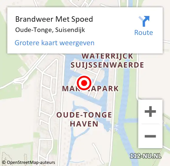 Locatie op kaart van de 112 melding: Brandweer Met Spoed Naar Oude-Tonge, Suisendijk op 18 juli 2021 06:30