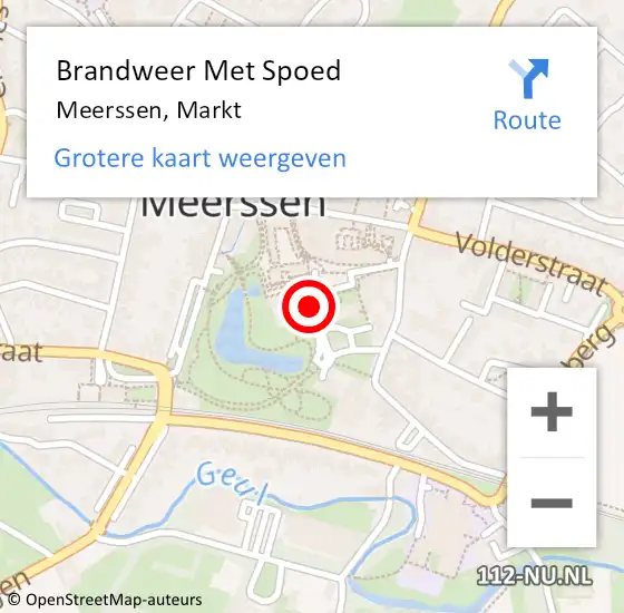 Locatie op kaart van de 112 melding: Brandweer Met Spoed Naar Meerssen, Markt op 18 juli 2021 07:22