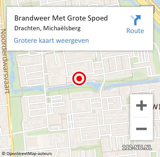 Locatie op kaart van de 112 melding: Brandweer Met Grote Spoed Naar Drachten, Michaëlsberg op 18 juli 2021 07:57