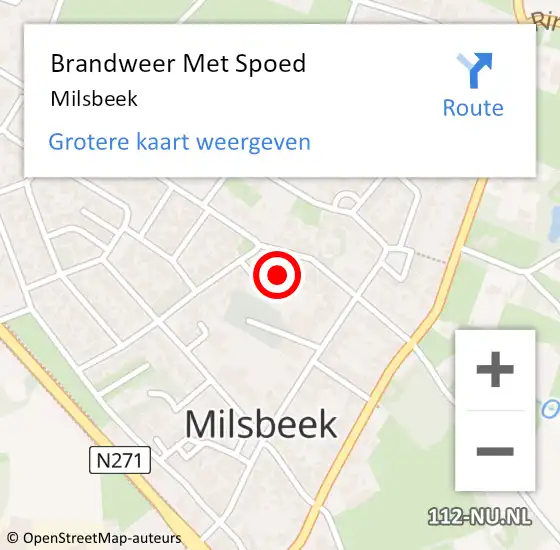 Locatie op kaart van de 112 melding: Brandweer Met Spoed Naar Milsbeek op 18 juli 2021 07:58