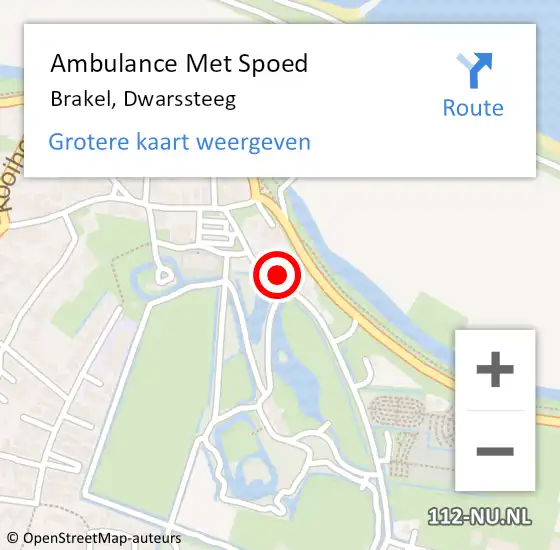 Locatie op kaart van de 112 melding: Ambulance Met Spoed Naar Brakel, Dwarssteeg op 16 juni 2014 20:23