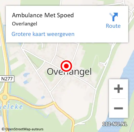 Locatie op kaart van de 112 melding: Ambulance Met Spoed Naar Overlangel op 18 juli 2021 09:10
