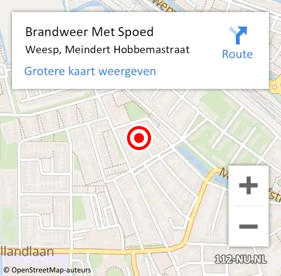 Locatie op kaart van de 112 melding: Brandweer Met Spoed Naar Weesp, Meindert Hobbemastraat op 18 juli 2021 09:31