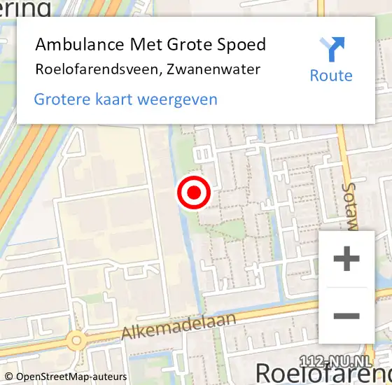 Locatie op kaart van de 112 melding: Ambulance Met Grote Spoed Naar Roelofarendsveen, Zwanenwater op 18 juli 2021 09:33