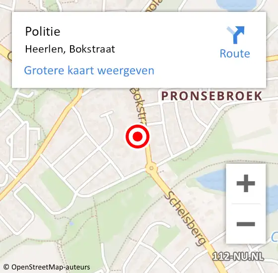 Locatie op kaart van de 112 melding: Politie Heerlen, Bokstraat op 18 juli 2021 09:41