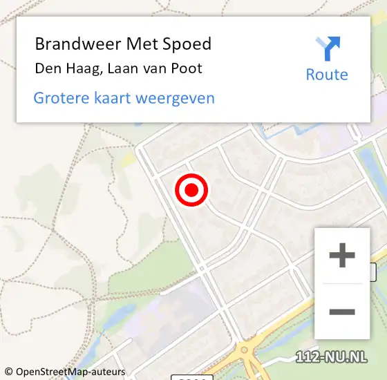 Locatie op kaart van de 112 melding: Brandweer Met Spoed Naar Den Haag, Laan van Poot op 18 juli 2021 09:57