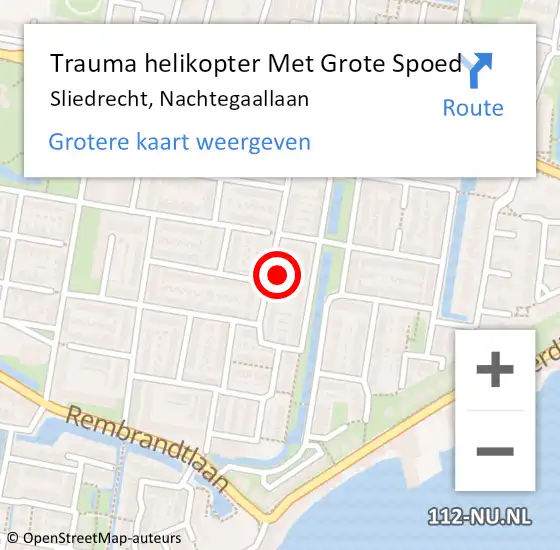 Locatie op kaart van de 112 melding: Trauma helikopter Met Grote Spoed Naar Sliedrecht, Nachtegaallaan op 18 juli 2021 10:06