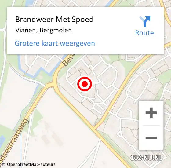 Locatie op kaart van de 112 melding: Brandweer Met Spoed Naar Vianen, Bergmolen op 18 juli 2021 10:14