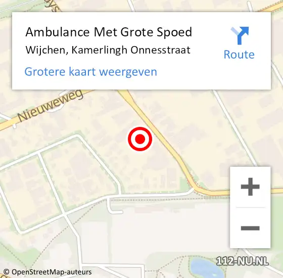 Locatie op kaart van de 112 melding: Ambulance Met Grote Spoed Naar Wijchen, Kamerlingh Onnesstraat op 18 juli 2021 10:26