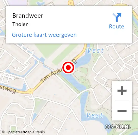 Locatie op kaart van de 112 melding: Brandweer Tholen op 18 juli 2021 10:30