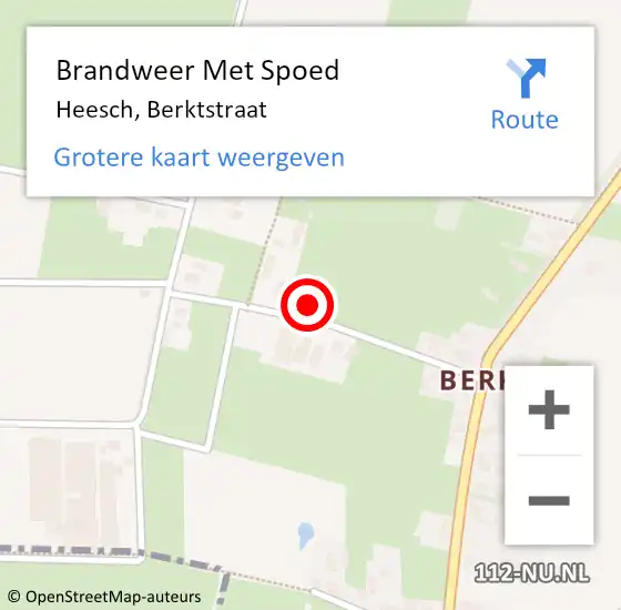 Locatie op kaart van de 112 melding: Brandweer Met Spoed Naar Heesch, Berktstraat op 18 juli 2021 10:56